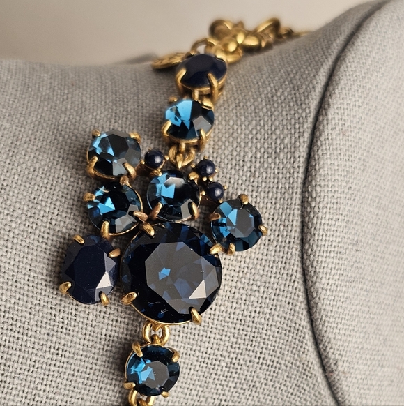 [J. CREW] Blue Crystal Foliage Collar Statement Necklace - Picture 6 of 16